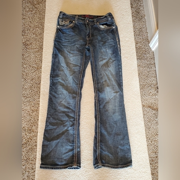 ROCK & ROLL  COWGIRL JEANS. sz 30x32. Mid rise. Boot cut - Picture 1 of 7